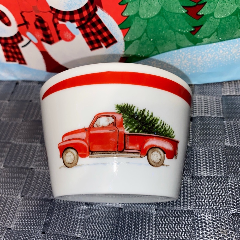 222 FIFTH WINTER CHEER RED TRUCK CHRISTMAS BOWL